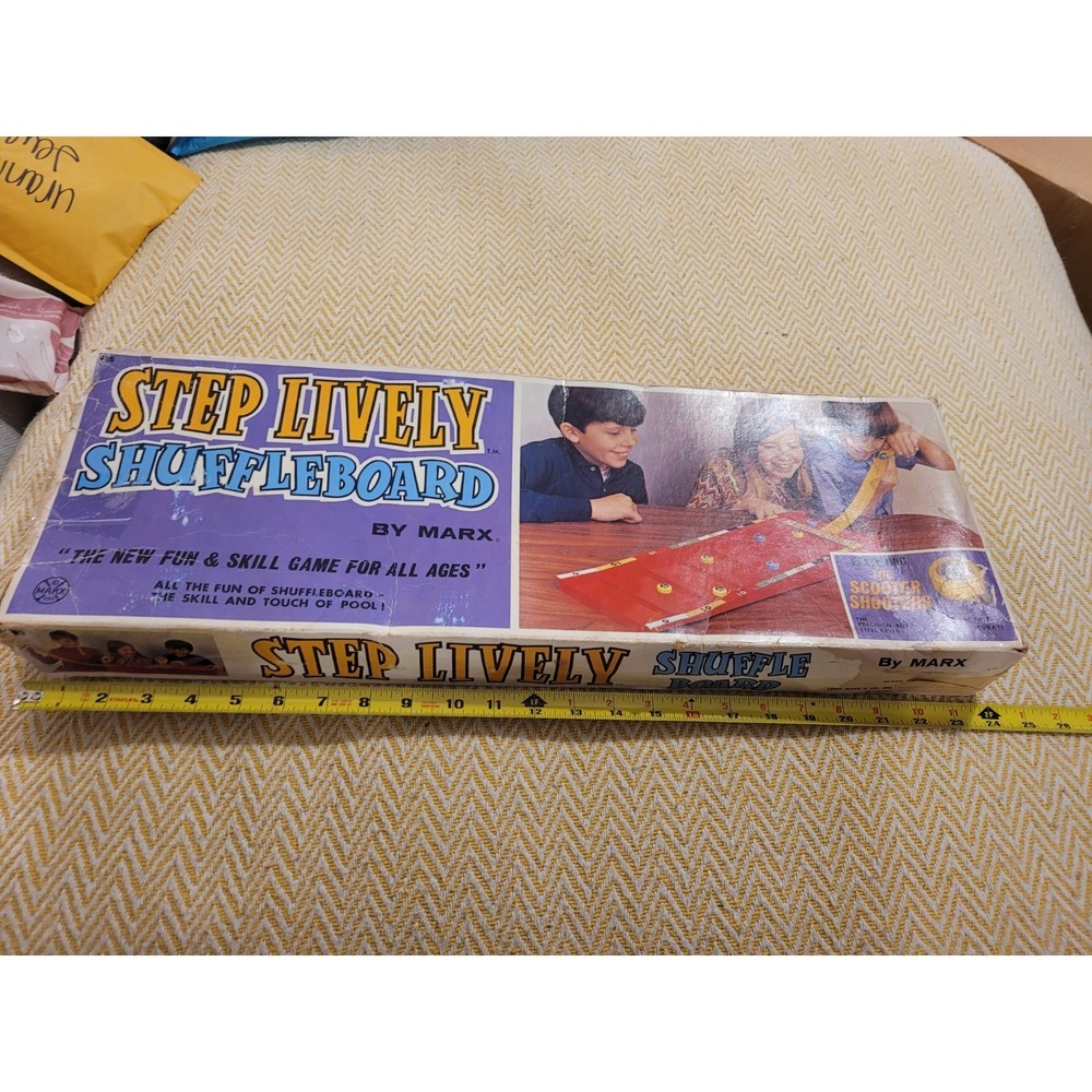Vintage 1972 Louis Marx Step Lively Shuffelboard Board Game- Table Top-